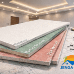 Types of gypsum boards in Kenya including standard, moisture resistant and fire resistant boards with a modern gypsum ceiling design